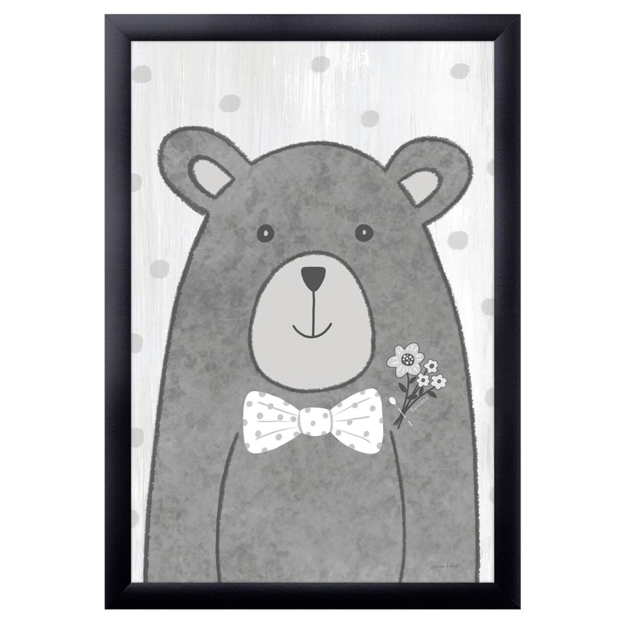 12" x 16" Little Bear Framed Wall Art, Contemporary Home Décor for Baby or Child's Room, Glass Facing and Hanging Hardware Included